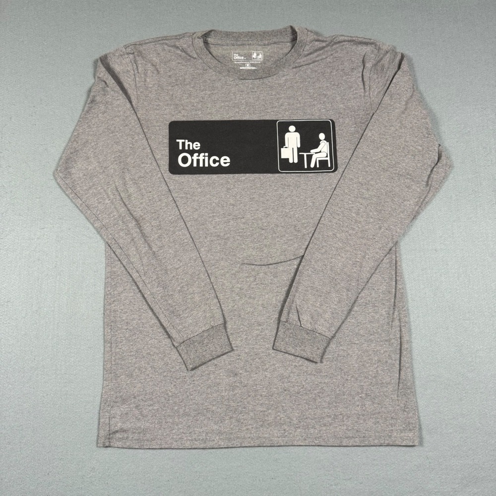The Office Long Sleeve Shirt Mens Medium Gray Michael Scott Dwight Schrute Tee